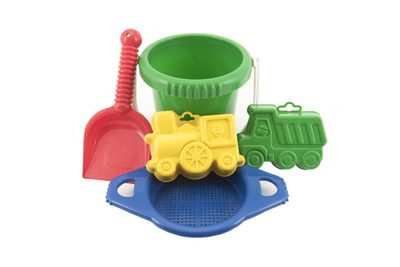 Kbelík sítko lopatka 2 bábovky plast v síťce 12m+ – fotka 2
