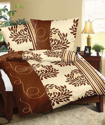 Povlečení bavlněné - 140x200, 70x90 hnědá chryzantéma{% if product.brand.name %} – Bellatex{% endif %}