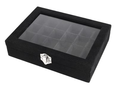Šperkovnice se skleněným průhledem sametová 15x20x5 cm{% if variant.name %} – 2 černá{% endif %}