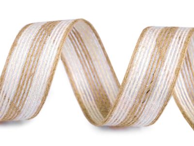 Jutová stuha dvoubarevná šíře 25 mm, návin 10 metrů{% if product.brand.name %} – Galanterka{% endif %}