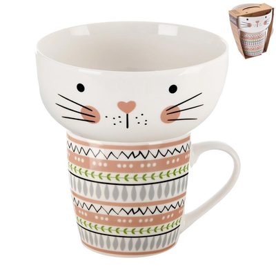 Hrnek + miska porcelánový set kočka 0,35 l O0497{% if product.brand.name %} – Morex{% endif %}