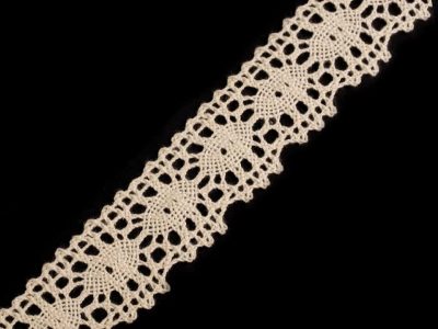 Bavlněná krajka šíře 32 mm paličkovaná METRÁŽ{% if variant.name %} – 6200 béžová světlá{% endif %}