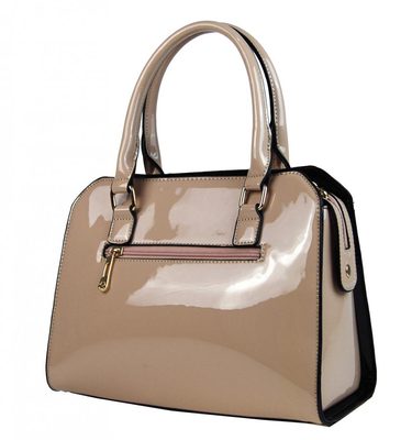 Kabelka dámská béžová s růžovým pruhem model A34176 elegantní přes rameno – fotka 3