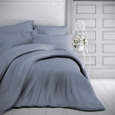 Saténové prodloužené povlečení s proužkem 140x220, 70x90cm TMAVĚ ŠEDÉ{% if product.brand.name %} – Kvalitex{% endif %}