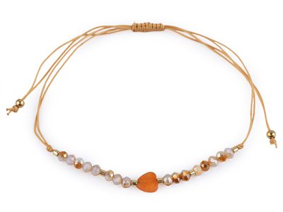 Náramek shamballa srdce a broušené korálky s AB efektem{% if variant.name %} – 3 lososová tmavá{% endif %}