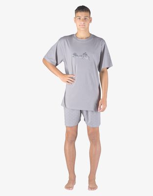 Pyžamo krátké pánské{% if variant.name %} – šedá tm. šedá - XXXXL{% endif %}