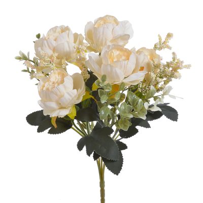 Pivonky trs 5 větviček - krémová{% if product.brand.name %} – Canea{% endif %}