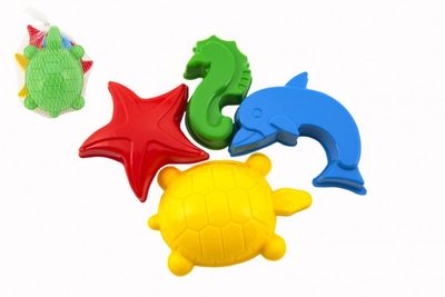 Formičky Bábovky na písek plast mořská zvířátka 4 ks v síťce – fotka 1