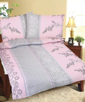 Krepové povlečení Růžová,Šedá 80/133{% if product.brand.name %} – Bellatex{% endif %}