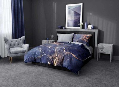 FARO Povlečení bavlněný satén Minerál Blue Bavlna - Satén, 140/200, 70/90 cm – fotka 2