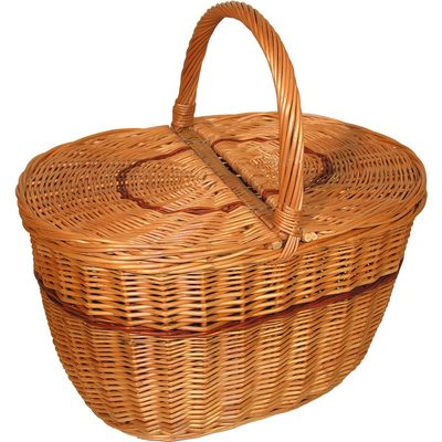 Proužený koš piknikový, oválný střední 054053 - výška 42 cm s uchem{% if product.brand.name %} – Morex{% endif %}
