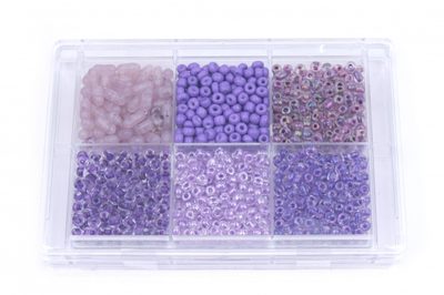 Korálky skleněné sada  80g. fialová{% if product.brand.name %} – Galanterka{% endif %}