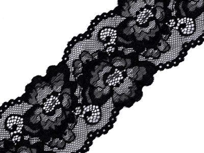 Elastická krajka / vsadka šíře 80 mm návin 18 METRŮ{% if variant.name %} – 2 černá{% endif %}