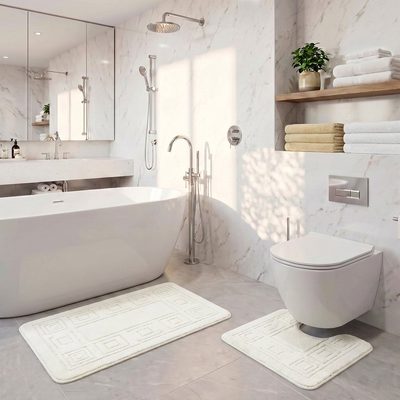 Koupelnová a WC předložka ornament smetanový – fotka 4