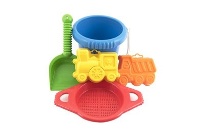 Kbelík sítko lopatka 2 bábovky plast v síťce 12m+ – fotka 4