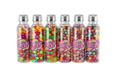 Korálky se šňůrkou plast mix barev v plastové dózičce – fotka 2