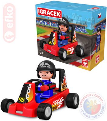 IGRÁČEK Závodník s motokárou 7,5cm červená v krabičce – fotka 2