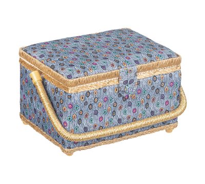 BOX na šití Šedá,Tyrkysová,Oranžová č.13 24x17,5x13 cm – fotka 1