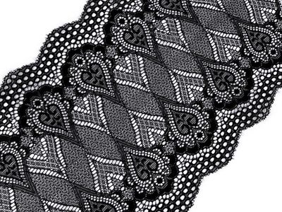 Elastická krajka / vsadka / běhoun šíře 18 cm METRÁŽ{% if variant.name %} – 2 černá{% endif %}