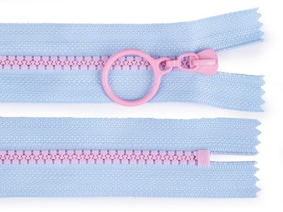 Kostěný zip barevný No 5 délka 15 cm s ozdobným jezdcem - 8 (185) modrá světlá růžová světlá