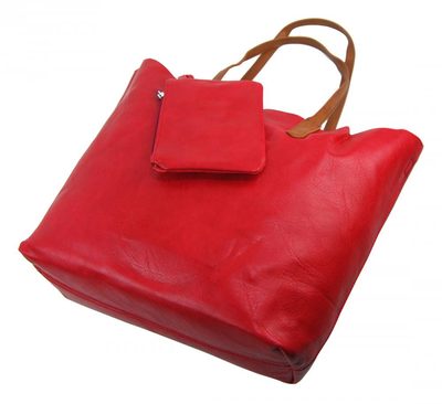 Velká červená shopper dámská taška s crossbody uvnitř – fotka 4