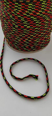 Šňůra oděvní černá-oranžová-zelená neon PES 4 mm, návin 100 m – fotka 1