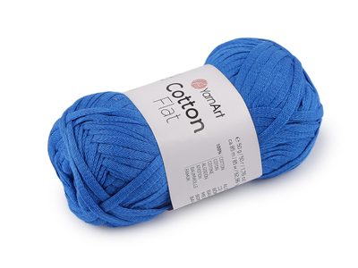 Bavlněná pletací příze Cotton Flat 50 g{% if variant.name %} – 5 (6736) modrá{% endif %}