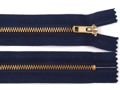 Kovový / mosazný zip šíře 4 mm délka 14 cm kalhotový{% if variant.name %} – 330 modrá tmavá{% endif %}