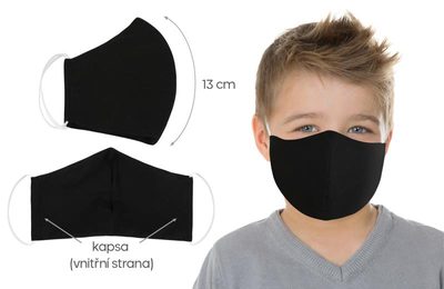 Bavlněná rouška dětská BLACK 13 cm – fotka 1