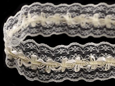 Silonová krajka / vsadka šíře 45 mm METRÁŽ{% if variant.name %} – 4 krémová{% endif %}