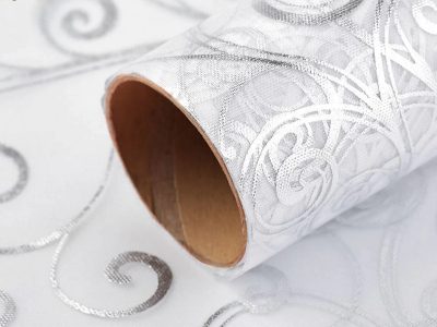 Vánoční / svatební organza s potiskem šíře 36 cm návin 4,5 METRU{% if product.brand.name %} – Galanterka{% endif %}