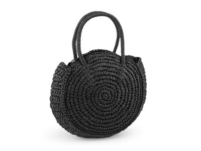 Háčkovaná kabelka rafie se zipem 33x37 cm{% if variant.name %} – 3 černá{% endif %}