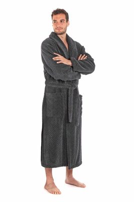 Bavlněný župan s límcem Athena antracitový 21 16 9551{% if variant.name %} – XXL{% endif %}