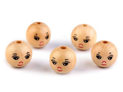 Dřevěné korálky s obličejem Ø22 mm 5 ks{% if product.brand.name %} – Galanterka{% endif %}