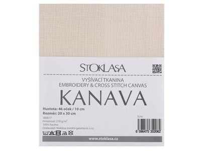Vyšívací tkanina Kanava 20x30 cm 46 oček{% if variant.name %} – ecru{% endif %}