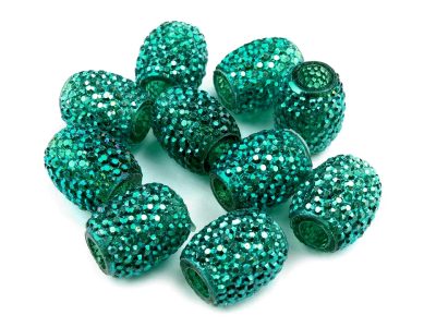 Plastové korálky s velkým průvlekem 13x15 mm  2 kusy{% if variant.name %} – 3 (021) zelená tm. - AB{% endif %}