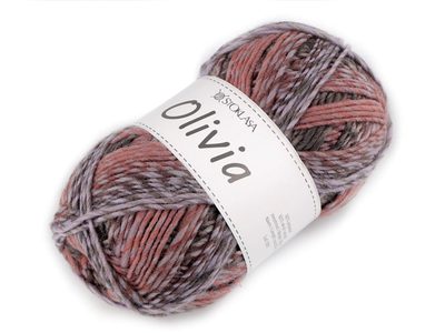 Pletací příze Olivia melírovaná 100 g{% if variant.name %} – 3 bordó sv. šedá{% endif %}