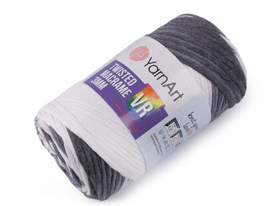 Pletací příze Twisted Macrame 250 g - 6 (910) šedá bílá