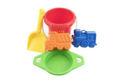 Kbelík sítko lopatka 2 bábovky plast v síťce 12m+ – fotka 3