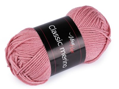 Pletací příze Classic Merino 50 g{% if variant.name %} – 2 (61071) starorůžová sv.{% endif %}