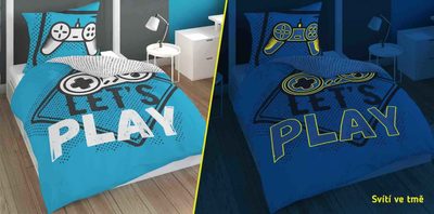 Povlečení Play Game blue svítící Bavlna, 140/200, 70/80 cm – fotka 1