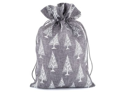 Vánoční/Mikulášský Dárkový Pytlík - Imitace Juty, 20x30 cm{% if variant.name %} – 2 šedá{% endif %}