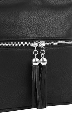 Malá crossbody kabelka se stříbrným zipem NH6020 černá – fotka 3