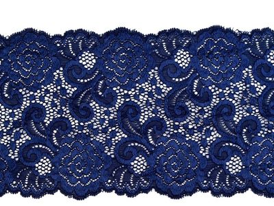 Elastická krajka / vsadka / běhoun šíře 15 cm METRÁŽ{% if variant.name %} – 3 modrá tmavá{% endif %}