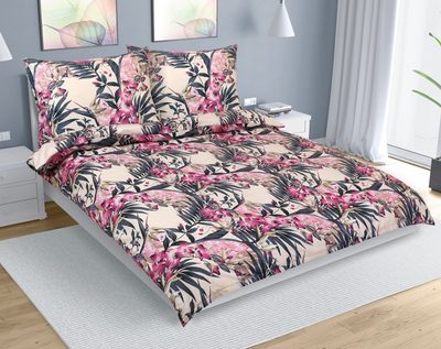 Bavlněné povlečení na dvoudeku Růžová,Zelená 90/208{% if variant.name %} – 200x220 cm, 2ks 70x90 cm (200 cm šířka x 220 cm délka prodloužená){% endif %}