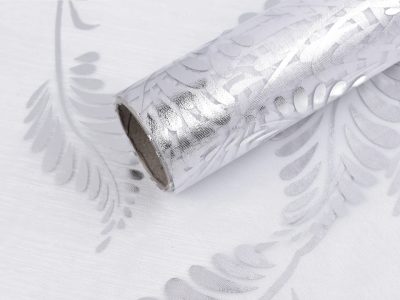 Organza s potiskem šíře 36 cm návin 4,5 metrů{% if variant.name %} – 2 bílá - stříbrná{% endif %}