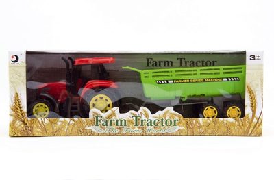 Traktor s vlekem plast 35cm na setrvačník v krabici – fotka 1