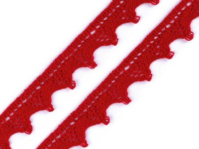 Bavlněná krajka šíře 18 mm paličkovaná METRÁŽ{% if variant.name %} – 16 červená tmavá{% endif %}