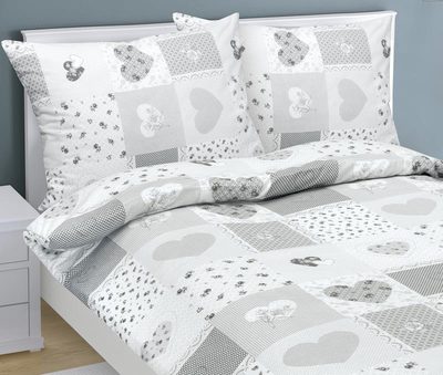 Bavlněné povlečení Šedá,Bílá 90/108 - 1x 240x220, 2ks 70x90