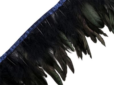 Prýmek - kohoutí peří šíře 15 - 19 cm METRÁŽ{% if variant.name %} – 5 modrá tmavá{% endif %}